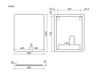 Зеркало c подсветкой Sancos Ray RA800 80 см
